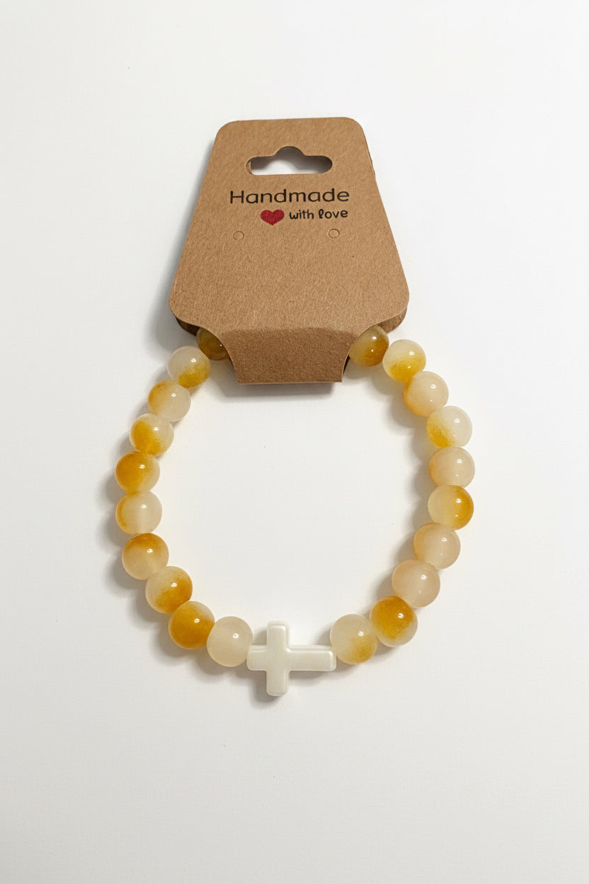 Handgemachtes Perlenarmband mit Kreuzgenau