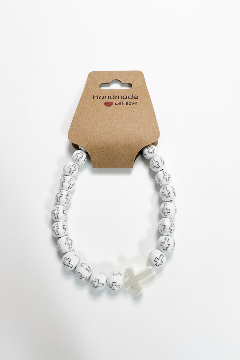 Handgemachtes Perlenarmband mit Kreuzgenau
