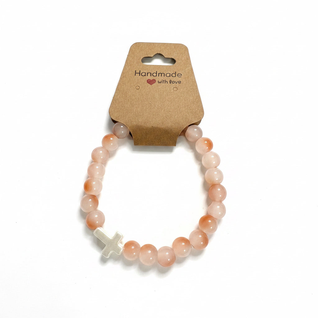 Handgemachtes Perlenarmband mit Kreuzgenau