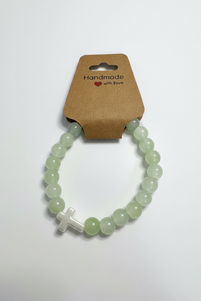 Handgemachtes Perlenarmband mit Kreuzgenau