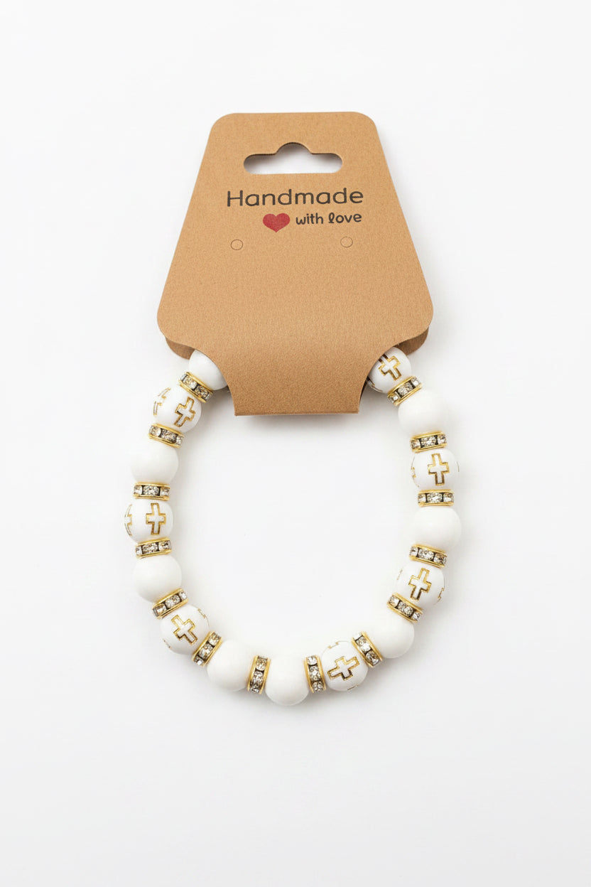 Handgemachtes Perlenarmband mit Kreuzgenau